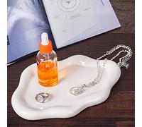 BIGPIPI Bandeja de cerámica para anillo, llavero, bonita forma de nube, soporte decorativo para joyas, decoración de habitaciones, regalo estético (blanco)