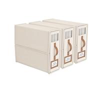 BigPonPon Juego de 3 sábanas plegables, organizadores y almacenamiento (tamaño King y Queen), organizadores de armario de tela de lino con ventana, caja de almacenamiento plegable para sábanas y