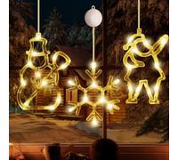 Bigqin 3 Piezas Luces para Navidad Decoracion, Tiras LED de Luminosas, 40cm 10 LED Por Cadena de Luces, Luces de Cadena con Ventosa, para Interior Exterior Navidad Fiesta Patio Balcón Ventana