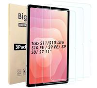 Bigqin 3 Piezas Protector Pantalla Compatible Con Samsung Galaxy Tab S11/S10 Lite / S10 FE / S9 FE/ S9/ S8/ S7 11", No Bubble HD Anti-Huella Cristal Vidrio Templado Compatible con Galaxy Tab S10 Lite
