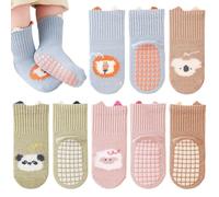 Bigqin 4 Pares Calcetines Antideslizantes Niño Niña, Algodón Calcetines Antideslizantes Bebe, Estilo Fino Primavera Verano