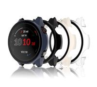 Bigqin 4 Piezas Funda Compatible con Garmin Forerunner 255/255 Music, Protector de Pantalla Compatible con Garmin Forerunner 255/255 Music - Transparent/Negro/Azul/Beige