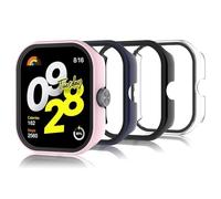 Bigqin 4 Piezas Funda Compatible con Xiaomi Redmi Watch 4, Protector de Pantalla Compatible con Xiaomi Redmi Watch 4 - Transparent/Negro/Azul/Rosa
