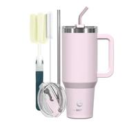 BIGRD Termo con Pajita Reutilizable 1.2L/40o z - Taza Térmica de Acero Inoxidable 304 Antifugas, Asa Cómoda, Ideal para Viaje, Gimnasio, Oficina (pink)