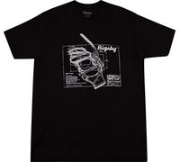 Bigsby® Camiseta para músicos B16 Blueprint T-SHIRT (100% algodón, talla XXL), color negro