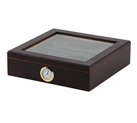 BigSmoke Cigar Humidor Set - caja de puros con madera de cedro, humidificador, higrómetro, cenicero y cortapuros - hermético, tapa de cristal, tabique y bisagras de metal - 30 puros - marrón