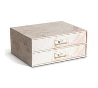 BIGSO BIRGER Cajonera - Caja de almacenamiento con 2 cajones - Bandeja de escritorio para documentos y suministros de oficina - Sistema de almacenamiento de papel reciclado y tablero - Beige