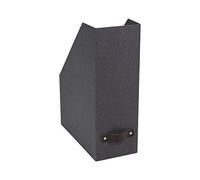 Bigso Box of Sweden Archivador vertical para periódicos, revistas y actas - Práctica caja clasificadora de tablero de fibras y papel con aspecto de lino - Revistero archivador rígido y con asa - negro