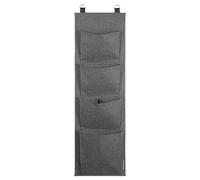 Bigso Box of Sweden Bolsa de almacenamiento colgante para puerta o pared - Organizador de zapatos y accesorios de 4 compartimentos - Bolsa para colgar de poliéster y cartón con aspecto de lino - gris