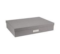 Bigso Box of Sweden Caja archivadora para documentos en formato A3 - Organizador de cartas con tapa y asa - Caja de almacenamiento con tapa de tablero de fibras y papel con aspecto de lino - Gris