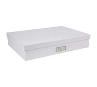 Bigso Box of Sweden Caja archivadora para documentos en formato A3 - Organizador de cartas con tapa y asa - Caja de almacenamiento con tapa de tablero de fibras y papel con aspecto de lino - Blanco