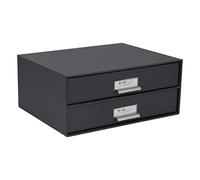 Bigso Box of Sweden Caja con cajones para documentos y material de oficina - Organizador de escritorio con 2 cajones - Organizador de documentos de tablero de fibras y papel - gris oscuro