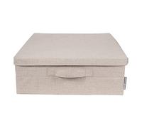Bigso Box of Sweden Caja de almacenaje grande para debajo de la cama - Caja plegable con tapa y asas para mantas, ropa, almohadas, juguetes y más - Organizador de ropa de poliéster y cartón - beige