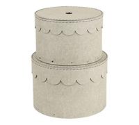 Bigso Box of Sweden Juego de 2 Cajas Redondas con Tapa - Cajas Organizadoras para Ropa, Juguetes, etc. - Cajas de Almacenaje Decorativas de Tablero de Fibras y Papel - Beige