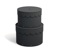 Bigso Box of Sweden Juego de 2 cajas redondas con tapa - Cajas organizadoras para ropa, juguetes, etc. - Cajas de almacenaje decorativas de tablero de fibras y papel - gris oscuro