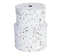Bigso Box of Sweden Juego de 2 Cajas Redondas con Tapa - Cajas Organizadoras para Ropa, Juguetes, etc. - Cajas de Almacenaje Decorativas de Tablero de Fibras y Papel - Moteado Negro