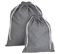 Bigso Box of Sweden Juego de dos 2 bolsas para ropa - Bolsa de viaje de poliéster para la maleta -Ligero saco de tela para guardar ropa sucia, zapatos, etc. - gris