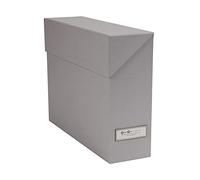 Bigso Box of Sweden Lovisa - Caja de almacenamiento de 12 archivos con marco de etiquetas de tablero de fibra, organizador de documentos para documentos importantes, caja de archivos colgante duradera