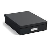 Bigso Box of Sweden Organizador de Documentos para Folios A4, Folletos, etc. - Caja de Almacenaje con tapa y Etiqueta - Organizador de Escritorio de Tablero de Fibras y Papel - Negro