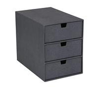 Bigso Box of Sweden Organizador de documentos y material de oficina - Cajonera pequeña con 3 cajones- Caja con cajones de tablero de fibras y papel con aspecto de lino - negro