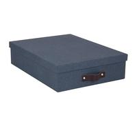 Bigso Oskar - Buzón de Lona para Documentos de Fibra de Madera, Caja organizadora de Archivos para Documentos Importantes, Almacenamiento de Documentos con Tapa y asa de Cuero, 3.3 x 10.2 x 13.8