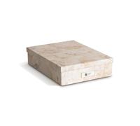 BIGSO OSKAR Caja de documentos para papel A4, folletos, etc. - Bandeja de escritorio con tapa y asa - Caja de almacenamiento de tablero de fibra y papel - Beige