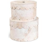 Bigso Wilma juego de 2 cajas redondas con tapa de almacenamiento - Caja de orden con tapa para ropa, juguetes, etc. - Caja redonda decorativa de fibra y papel - beige