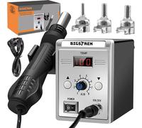 BIGSTREN Estación de soldadura de aire caliente de 700 W con LCD, 3 boquillas, regulación de temperatura y flujo de aire, aire caliente de precisión para electrónica, plástico, reparaciones