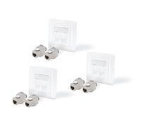 BIGtec 3 enchufes de red Keystone de 2 puertos empotrados + 6 módulos Keystone Jack RJ45 hembra LAN, sin herramientas, apantallado, adecuado para cables de red CAT7 CAT6a
