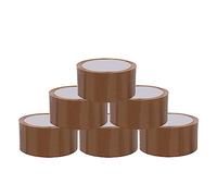 BIGtec 6 rollos de Cintas Adhesivas, Banda Adhesiva para Paquetes, Cinta de Embalaje Estándar, 66 m de largo, 48 mm de ancho, color marrón