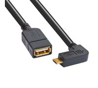 BIGtec - Cable adaptador de sincronización para smartphones y tablets (de micro USB macho en codo a USB OTG hembra)