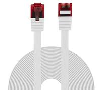 BIGtec Cable de red Ethernet LAN, 10 m, flexible, plano, cable de conexión, color blanco, cable plano Gigabit DSL ISDN