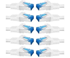BIGtec Cable Ethernet CAT 7 Cable de Red 0,25m - 10 piezas - LAN de Conexion RJ45 Conector Gigabit POE blanco 0,25 metros compatible Playstation PS4 PS5 xBox Switch Smat TV Box Router PC Laptop NAS