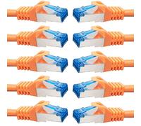 BIGtec Cable Ethernet CAT 7 Cable de Red 0,25m - 10 piezas - LAN de Conexion RJ45 Conector Gigabit POE naranja 0,25 metros compatible Playstation PS4 PS5 xBox Switch Smat TV Box Router PC Laptop NAS