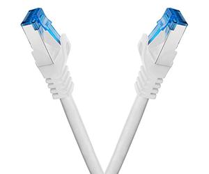BIGtec Cable Ethernet CAT 7 Cable de Red 0,25m - 2 piezas - LAN de Conexion RJ45 Conector Gigabit POE blanco 0,25 metros compatible Playstation PS4 PS5 xBox Switch Smat TV Box Router PC Laptop NAS
