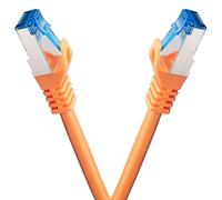 BIGtec Cable Ethernet CAT 7 Cable de Red 0,25m - 2 piezas - LAN de Conexion RJ45 Conector Gigabit POE naranja 0,25 metros compatible Playstation PS4 PS5 xBox Switch Smat TV Box Router PC Laptop NAS