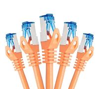 BIGtec Cable Ethernet CAT 7 Cable de Red 0,25m - 5 piezas - LAN de Conexion RJ45 Conector Gigabit POE naranja 0,25 metros compatible Playstation PS4 PS5 xBox Switch Smat TV Box Router PC Laptop NAS