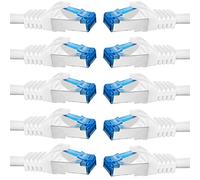 BIGtec Cable Ethernet CAT 7 Cable de Red 0,5m - 10 piezas - LAN de Conexion RJ45 Conector Gigabit POE blanco 0,5 metros compatible Playstation PS4 PS5 xBox Switch Smat TV Box Router PC Laptop NAS