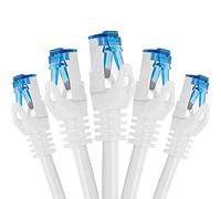 BIGtec Cable Ethernet CAT 7 Cable de Red 1m - 5 piezas - LAN de Conexion RJ45 Conector Gigabit POE blanco 1 metros compatible Playstation PS4 PS5 xBox Switch Smat TV Box Router PC Laptop NAS