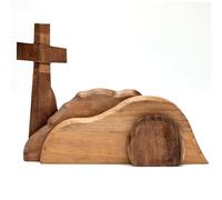 BigTree Adorno decorativo de madera para la escena de la resurrección de Pascua, tumba vacía, escena de Pascua y cruz de Jesús, réplica de la tumba de Jesús, fiesta temática de Pascua, adorno