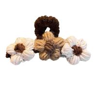 BIGULA Horquilla para el pelo de punto suave y marrón con diseño de flor elegante, accesorio de horquilla vintage
