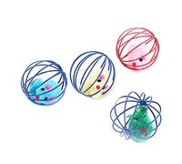 BIGULA Pelotas de juguete para gatitos, ratones, jaula de gatos, juguete interactivo para gatos de interior, alambre de hierro de felpa