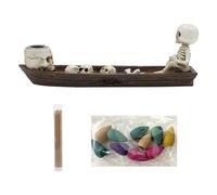 BIGULA Quemadores de incienso de reflujo, resinas, calavera, barcos, estatuas, soporte para incienso de Halloween, decoración del hogar con varillas de incienso