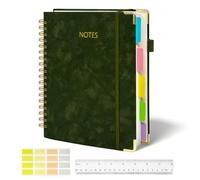 biguphate 1 cuaderno en espiral de tapa dura con pestaña, regla y separadores extraíbles, 300 páginas de 8 x 10 pulgadas, cuadernos grandes B5 de piel sintética, cuaderno de 5 asignaturas, rayado