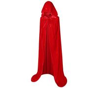 BIGXIAN Capa larga de terciopelo con capucha, disfraz de bruja para Halloween, para hombre y mujer, Rojo -, Large