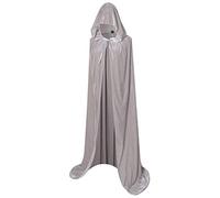 BIGXIAN Long Hooded Cloak Velvet Cape Witch Costume Halloween Costumes for Women Men (Gray, X-Large)