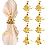 Bigxin Servilleteros Navidad,Servilleteros Anillo Decoracion Servilleteros Individuales Servilletero de Navidad Anillos de Servilleta Dorado en Forma de Árbol de Navidad para Decoración Mesa
