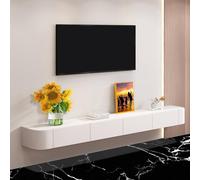 BIGYOUZI Mueble para TV de diseño de Pared con 2 Dos cajones Mueble de TV Flotante Blanco 140x24x20CM-Adecuado para televisión de 40 a 46 Pulgadas