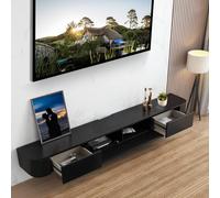 BIGYOUZI Mueble para TV de diseño de Pared con 2 Dos cajones Mueble de TV Flotante Negro 140x24x20CM-Adecuado para televisión de 40 a 46 Pulgadas
