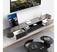 BIGYOUZI Mueble para TV de diseño de Pared con 2 Dos cajones Muebles TV de Comedor，Mueble de TV Flotante Gris 180x24x20CM-Adecuado para TV de 65 a 75 Pulgadas